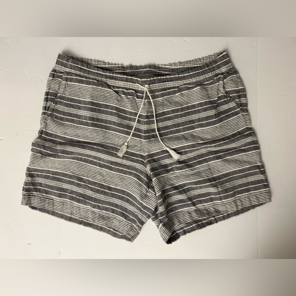 J. Jill Pants - J. Jill Love Linen Gray White Striped Shorts Women’s XL Drawstring Pockets